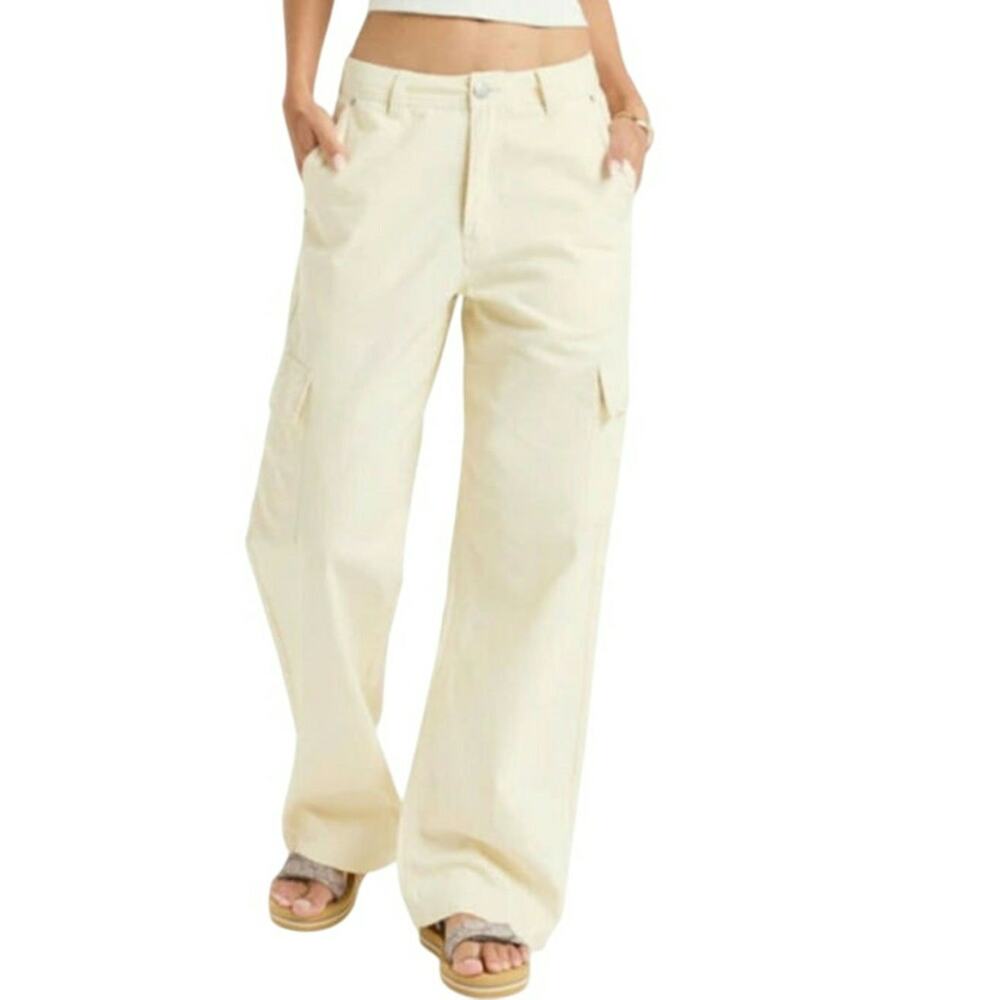 Women's L Roxy Lefty Cargo Pants Straight Leg Waist 32‎ NWT Utility